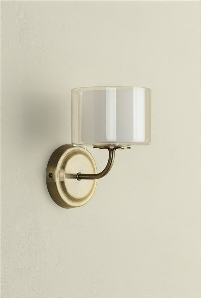 (image for) Laura Ashley Southwell Wall Light Antique Brass and Opal Glass